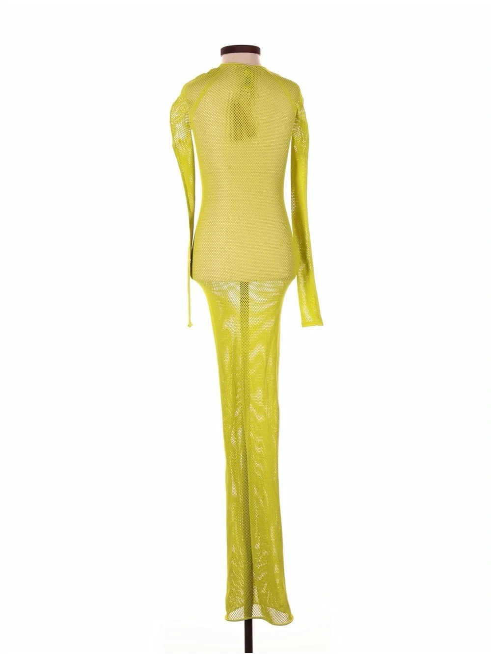 SKIMS Warp Knit Mesh Long Sleeve Cover-Up Dress in Citrus Yellow XXS